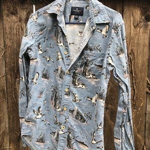 american eagle small men’s button down duck hunt